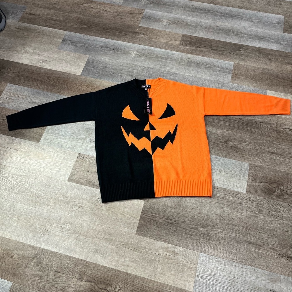 DOLLS KILL XL/XXL OVERSIZED PUMPKIN SWEATER FEELIN' HOLLOW INSIDE PUMPKIN